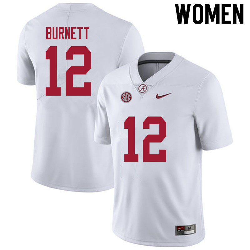 Women #12 Logan Burnett Alabama White Tide College Football Jerseys Sale-White